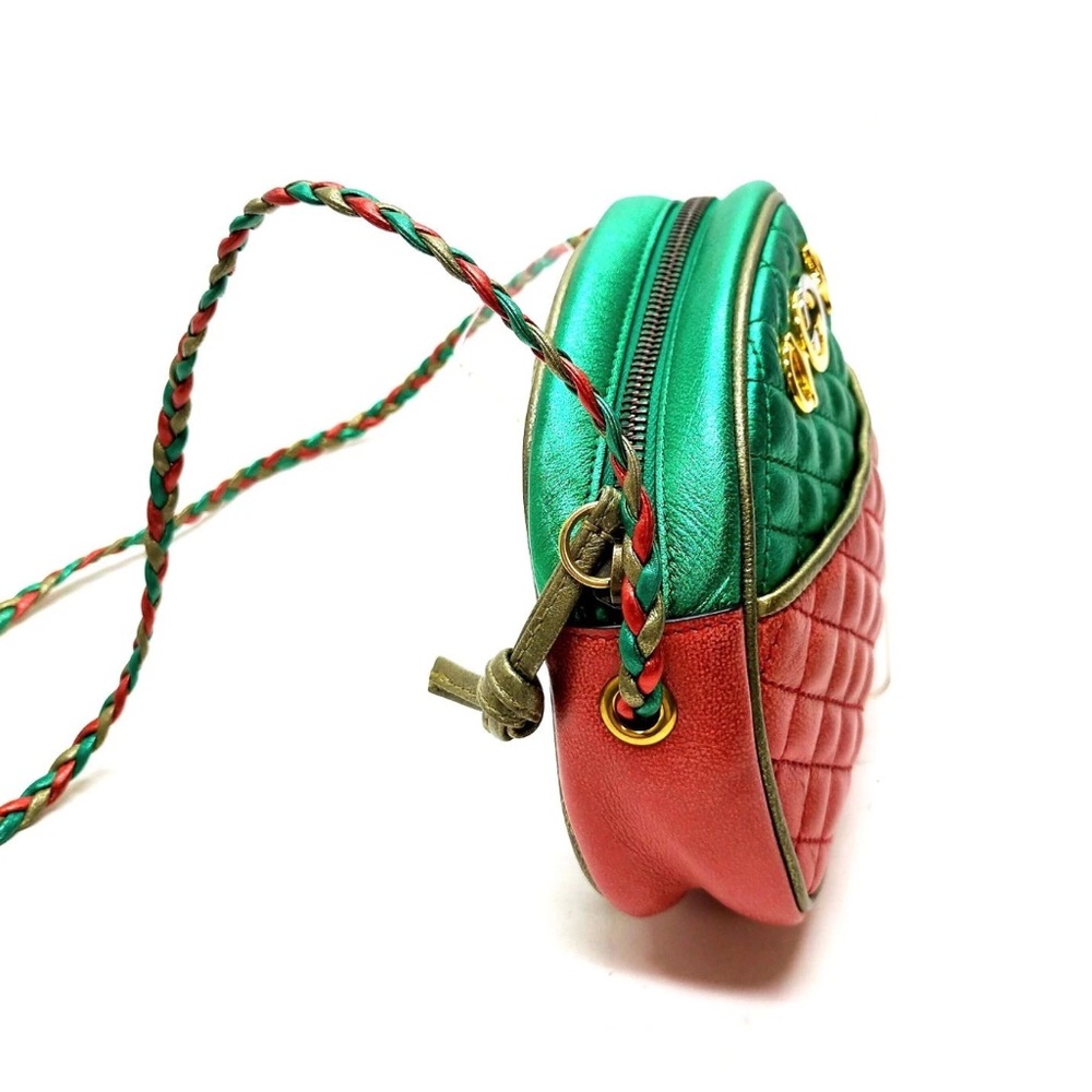 Authentic GUCCI GG Zumi Quilted Metallic Leather Trapuntata Crossbody Bag Purse - Picture 4 of 9